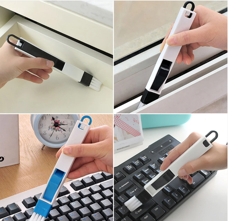 2 in 1 Multi-Function Plastic Window Slot Wardrobe Dust Removal Cleaning Brush