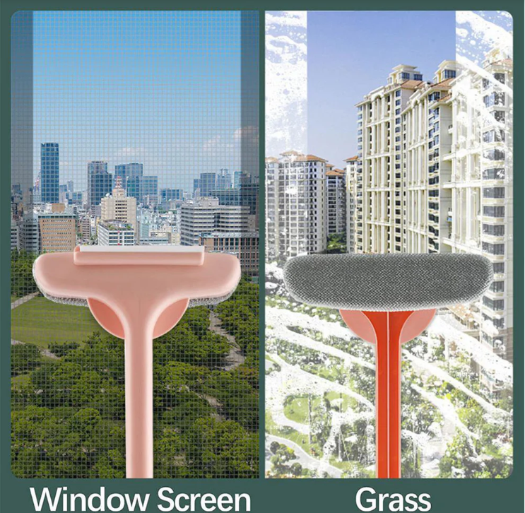 Brush 2 in 1 Mesh Cleaning Brush & Wiper with Extended Handle Window Cleaning Brush (1 Pc)
